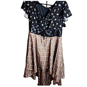 Disney Outlander/Hocus Pocus Tartan Lace-Up Mystical Hi-Low Dress Plus Size 2